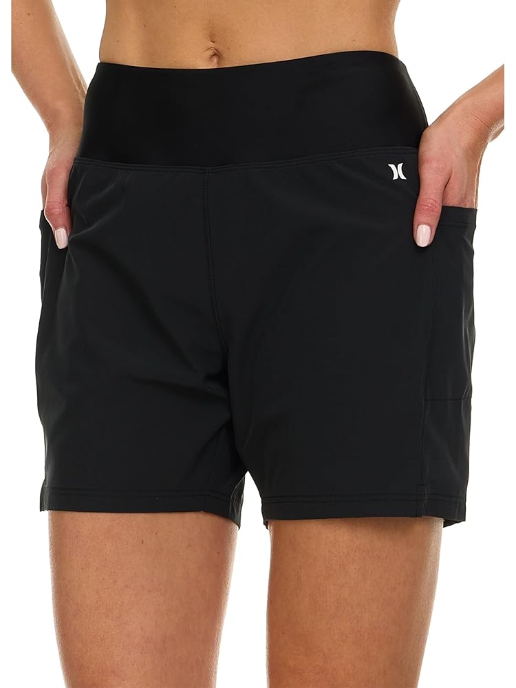 Hurley 5"/7" High Waisted Swim Shorts Women, Board Shorts with Pockets & Inner Liner, Quick Dry Swim Trunk, UPF 50+